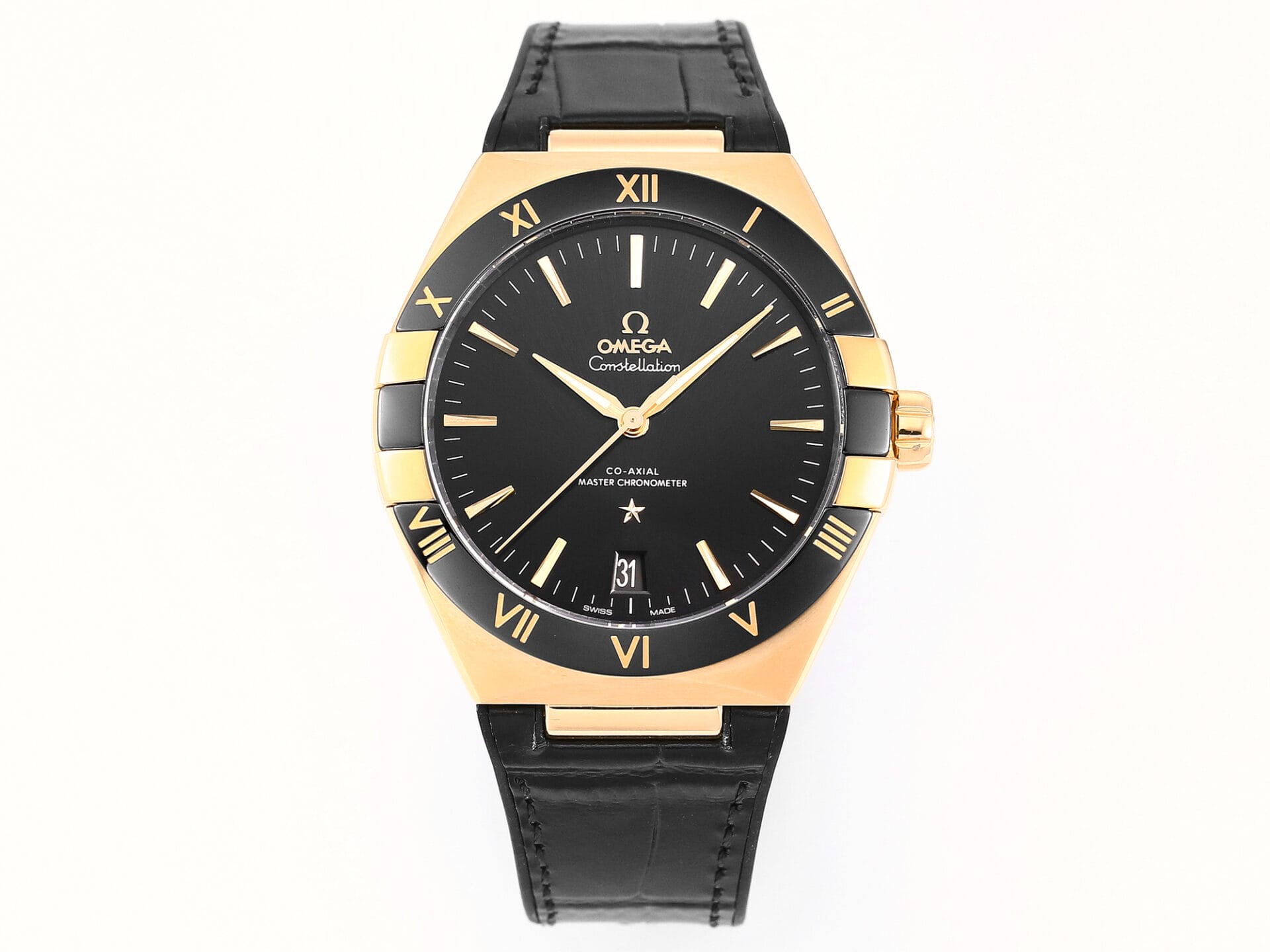 VS工場 オメガ コンステレーション VS時計 ブラックセラミック ブラックダイヤル YG ブラックラバー A8900 3 1 58